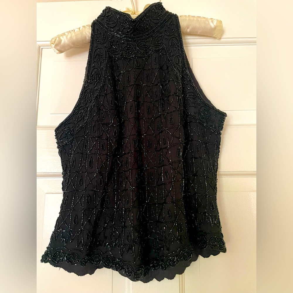 Beautiful Côte d’ Azur 100% Silk Beaded Top.